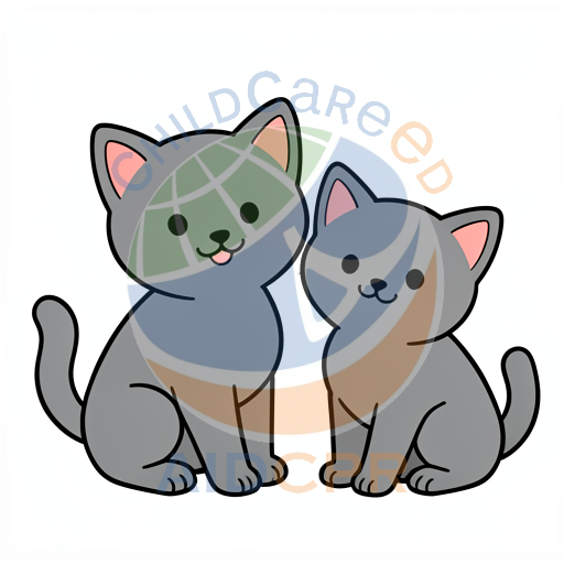 Two gray kittens sitting side by side