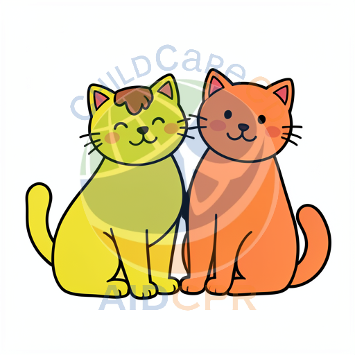 Two smiling cats sitting side by side