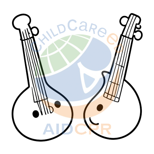 Two smiling yellow string instruments coloring page