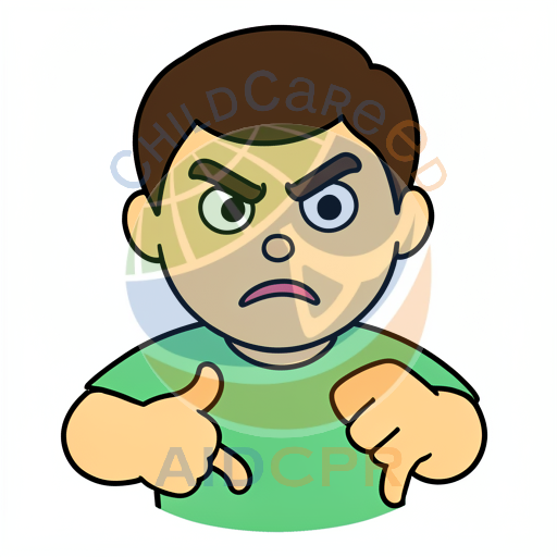 Boy pointing fingers with angry expression