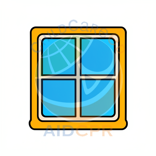 Window with four blue panes divided by white frames