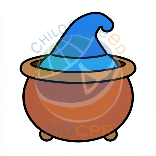 Wizard's hat on a brown cauldron