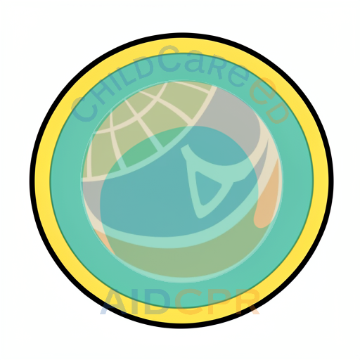 Yellow-bordered circular button with teal center