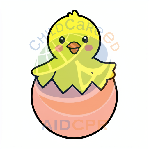 Yellow chick hatching from pink egg - ChildCareEd