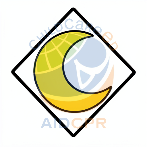 Yellow crescent moon inside diamond shape