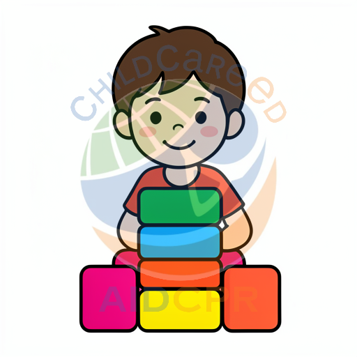 Boy stacking colorful blocks happily - ChildCareEd