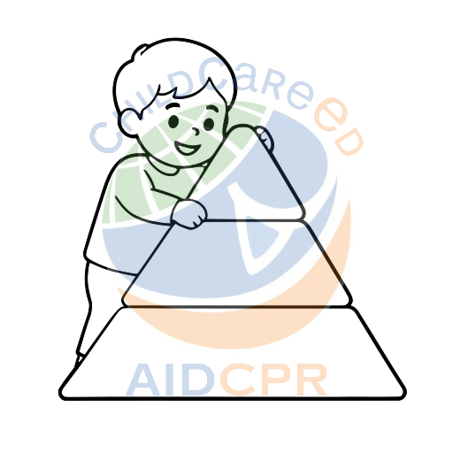 Girl arranging colorful pyramid blocks coloring page - ChildCareEd