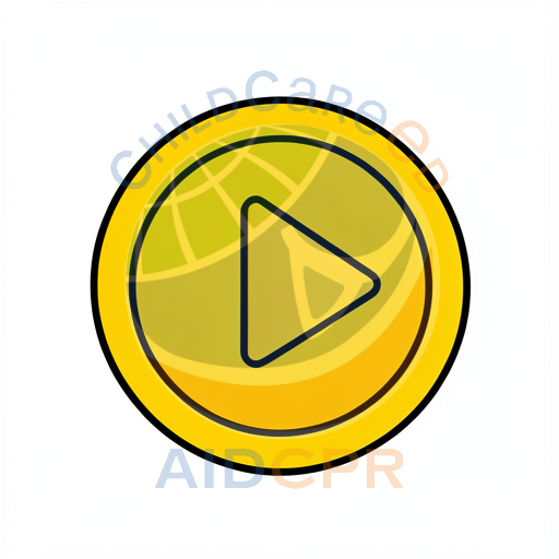Yellow play button on circular background