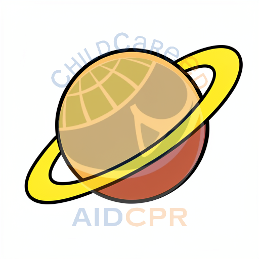 Yellow ringed planet with orange surface