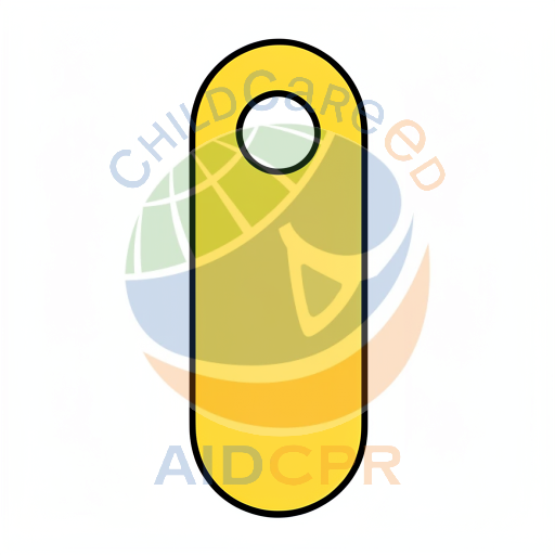 Yellow vertical button with white circle silhouette - ChildCareEd