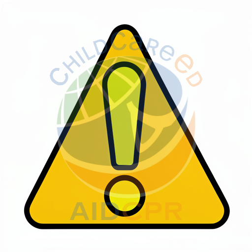 Yellow warning triangle with exclamation mark silhouette - ChildCareEd