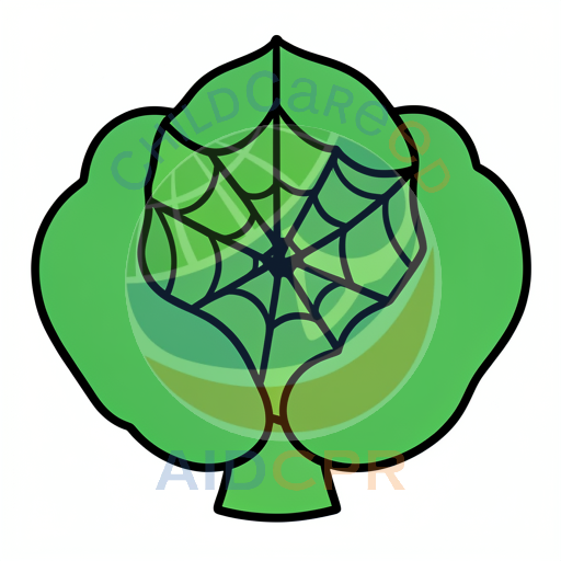 Green broccoli with spiderweb pattern