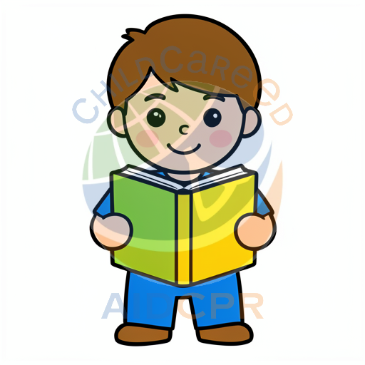 Child smiling while holding open book