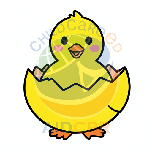 Cute yellow chick hatching from egg - ChildCareEd
