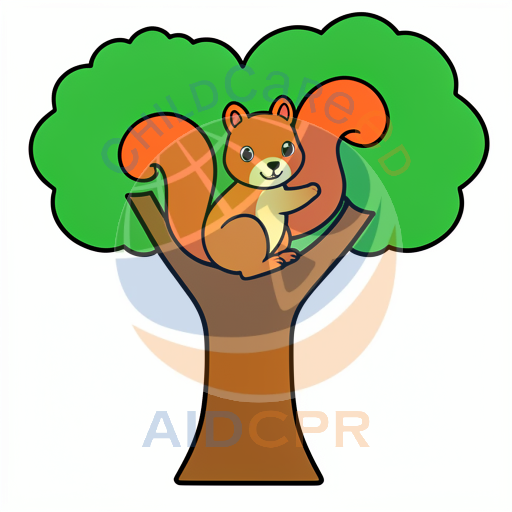 Cute squirrel sitting on tree branch