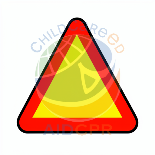 Warning triangle with red border silhouette - ChildCareEd