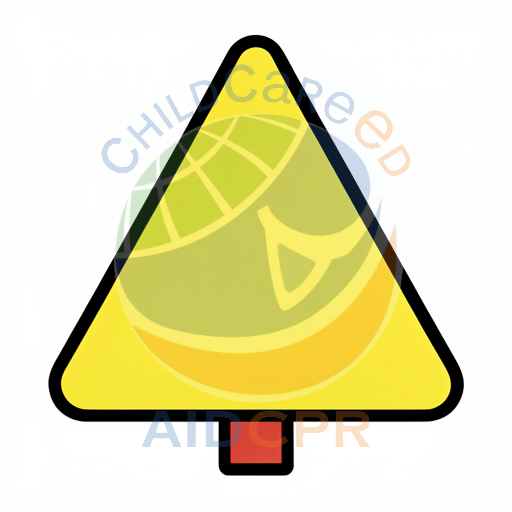 Yellow warning triangle with red base