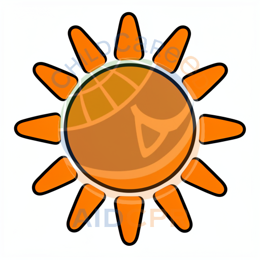 Bright orange sun with smiling rays