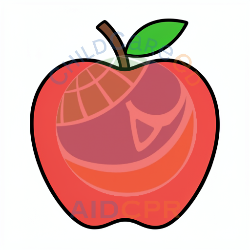 Bright red apple with smiling leaf top