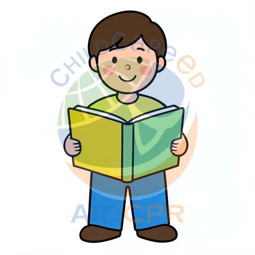 Boy smiling while holding open book