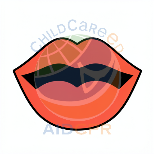 Bright red lips showing happy expression