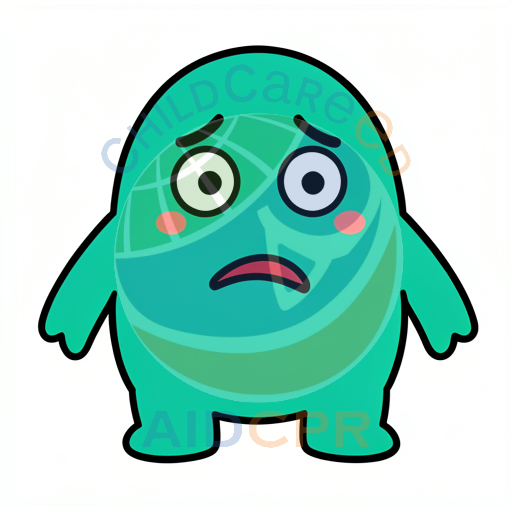 Green ghost looking worried with wide eyes