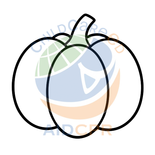 Pumpkin with three rounded sections coloring page
