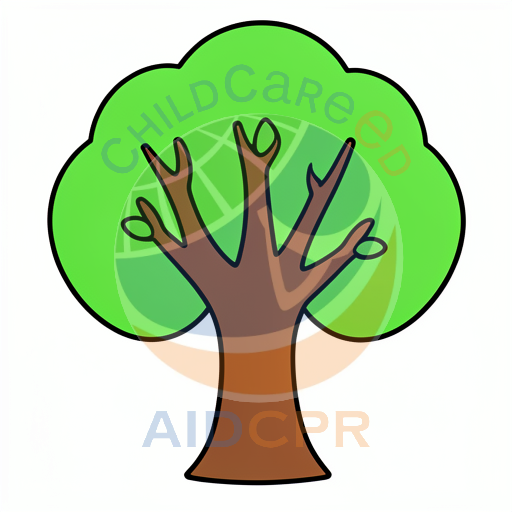 Simple green tree with brown trunk