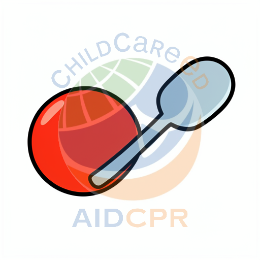 Red ball with spoon attached
