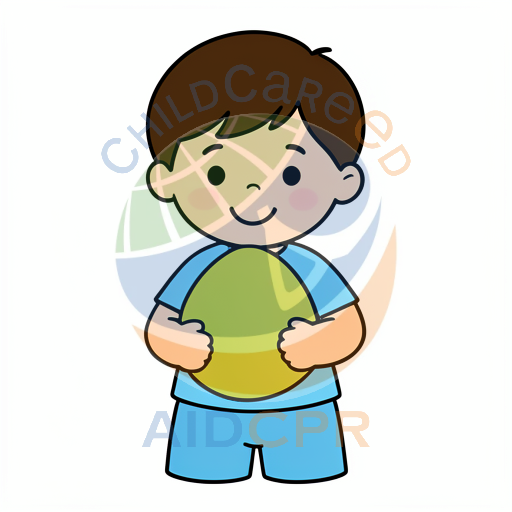 Boy smiling while clutching a ball