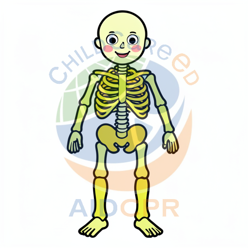 Yellow skeleton standing with cheerful expression