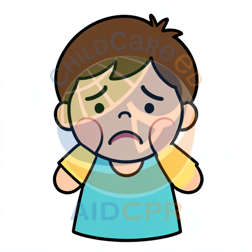 Child crying with hands on cheeks