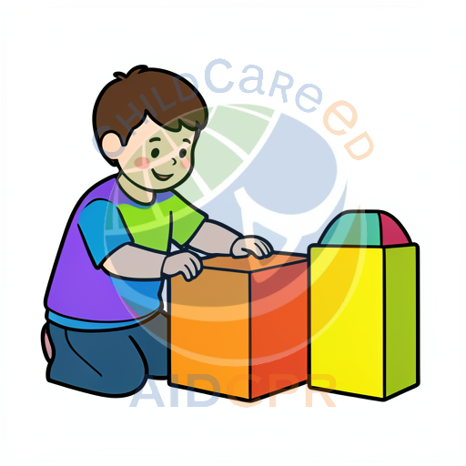 Boy stacking colorful triangular blocks - ChildCareEd
