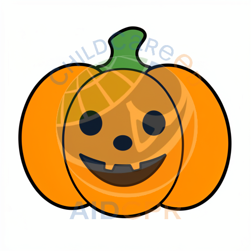 Friendly jack-o'-lantern with black features