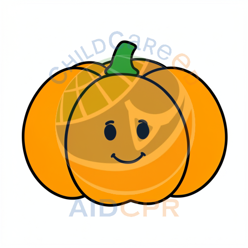 Friendly pumpkin character with cheerful expression