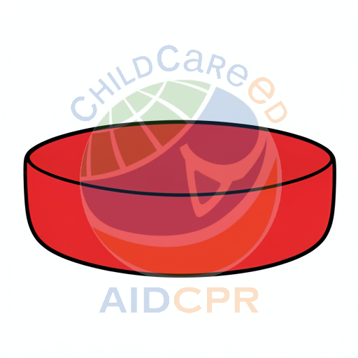 Red circular object with black outline coloring page - ChildCareEd