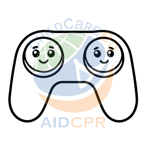 Blue game controller with two smiling faces coloring page