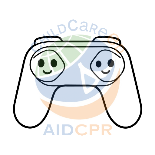 Blue game controller with smiling faces coloring page