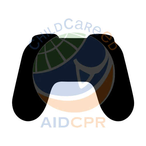 Blue game controller with smiling faces silhouette