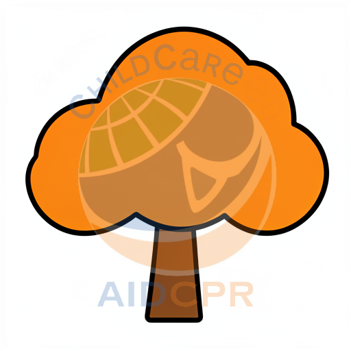 Orange tree with thick brown trunk