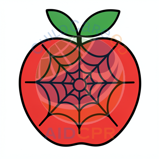 Red apple with spiderweb pattern