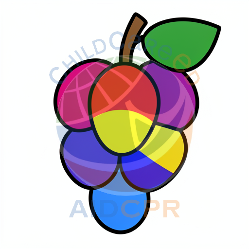 Colorful grapes with rainbow pattern