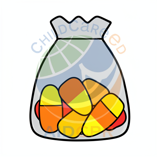 Candy Corn in a Gray Bag