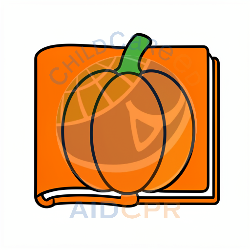 Orange pumpkin with green stem on a folder