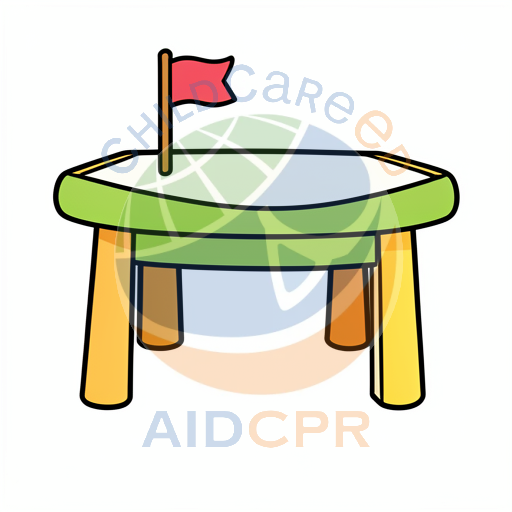 Round table with flag on top