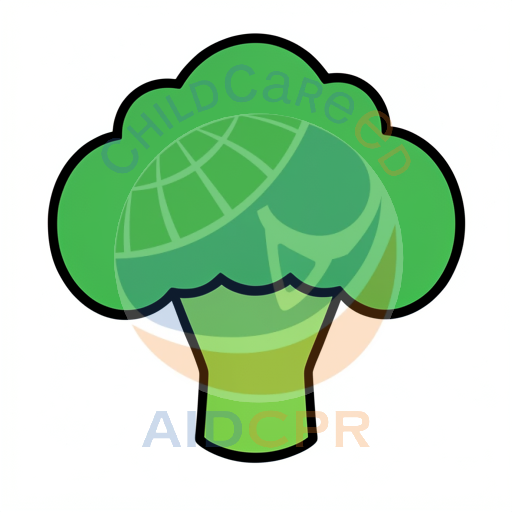 Cartoon broccoli with thick stem