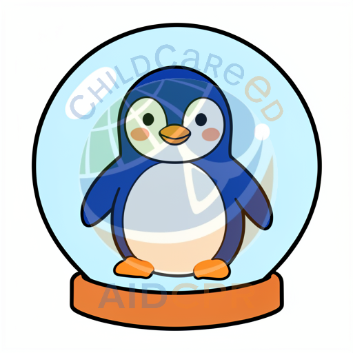 Cute penguin inside snow globe