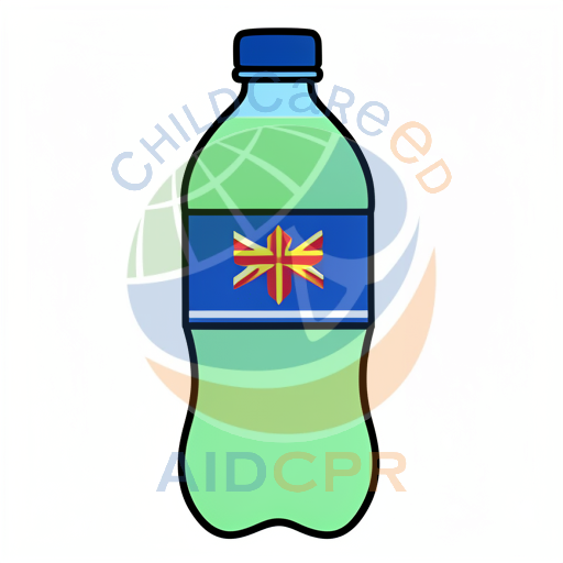 Plastic bottle with flag label
