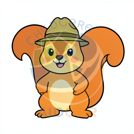 Cute squirrel wearing explorer hat