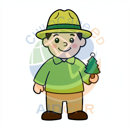 Boy in hat holding small pine tree